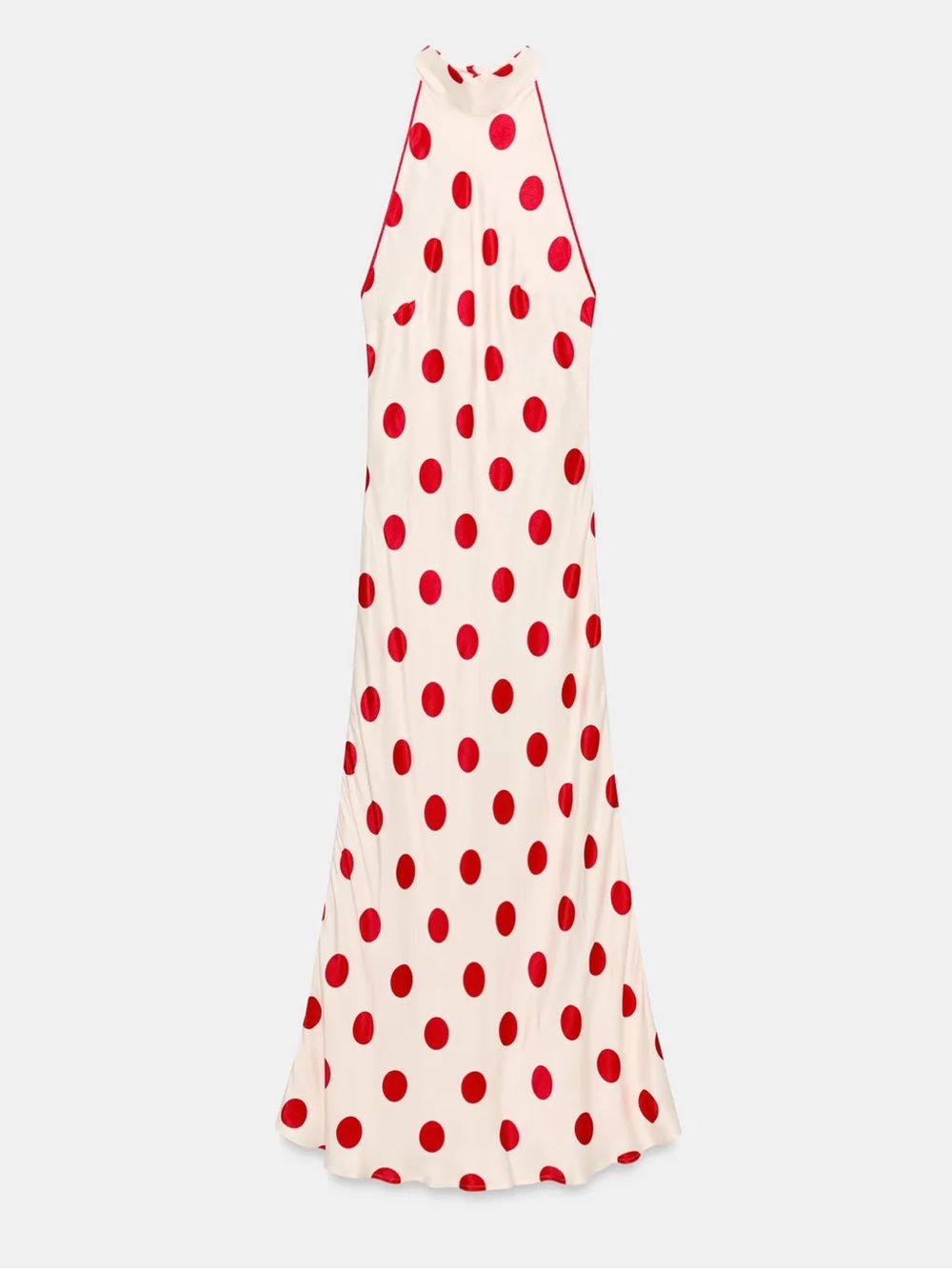 ZARA POLKA DOT HALTER MIDI DRESS - Picture 13 of 16
